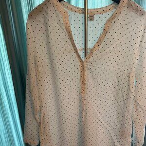 Old Navy White with Black Polka Dot Blouse Soft Comfy Large